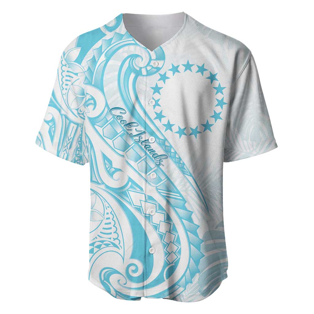 Kia Orana Cook Islands Baseball Jersey Moana Plumeria Tropical Waves LT7 Turquoise - Polynesian Pride