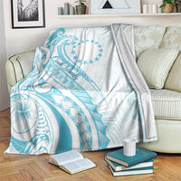 Kia Orana Cook Islands Blanket Moana Plumeria Tropical Waves LT7 Turquoise - Polynesian Pride
