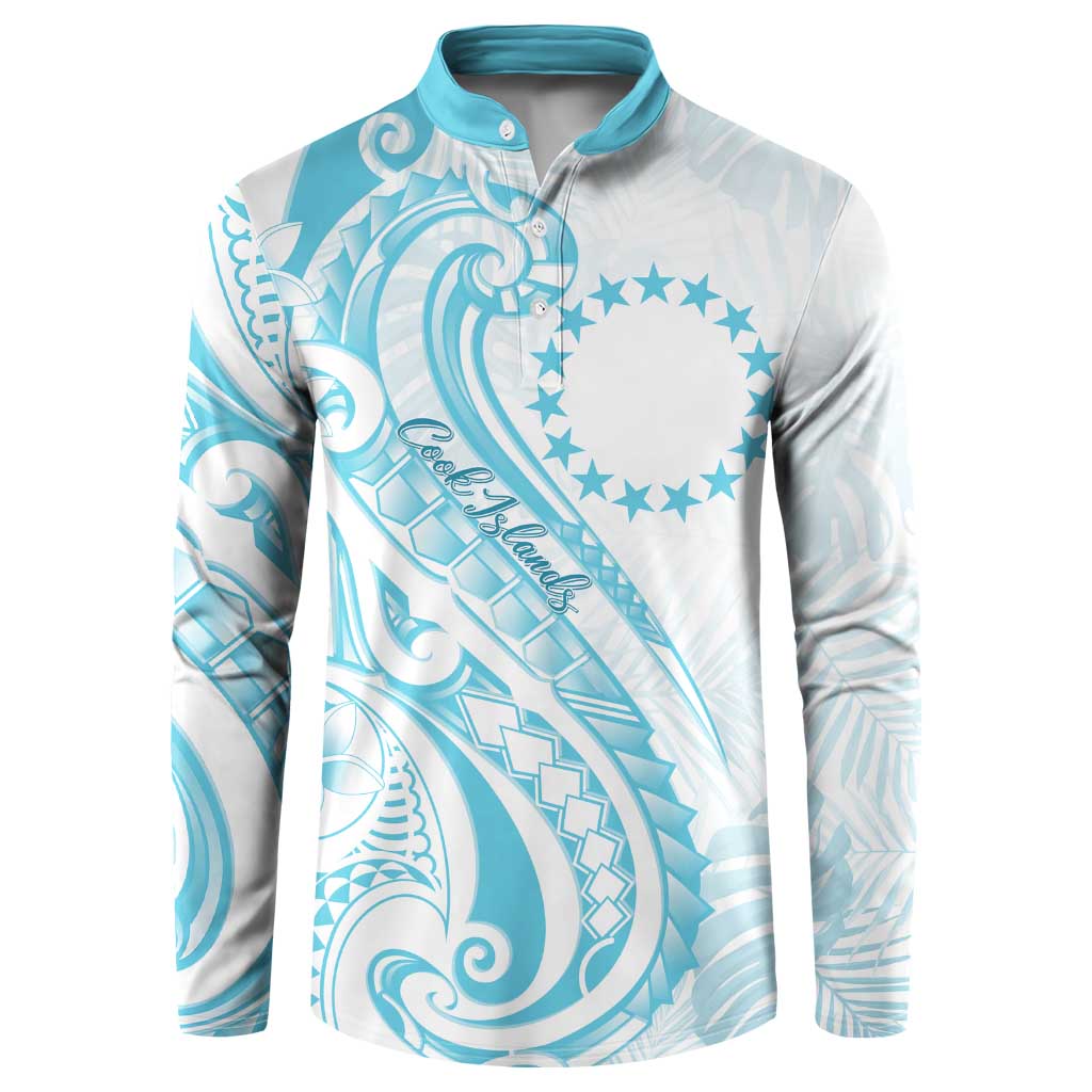 Kia Orana Cook Islands Button Sweatshirt Moana Plumeria Tropical Waves LT7 Turquoise - Polynesian Pride