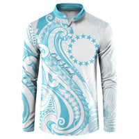 Kia Orana Cook Islands Button Sweatshirt Moana Plumeria Tropical Waves LT7 Turquoise - Polynesian Pride