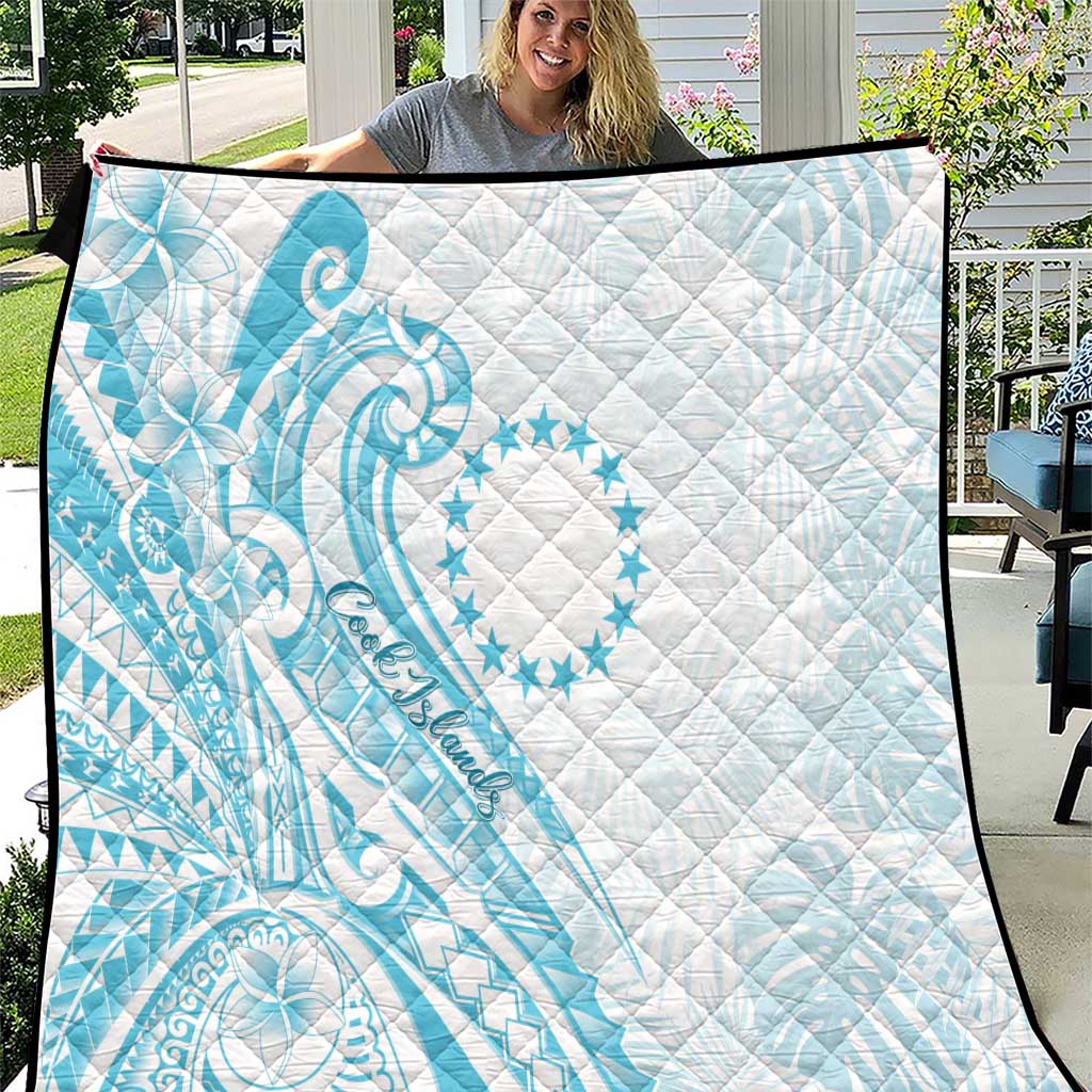Kia Orana Cook Islands Quilt Moana Plumeria Tropical Waves LT7 Turquoise - Polynesian Pride