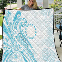Kia Orana Cook Islands Quilt Moana Plumeria Tropical Waves LT7 Turquoise - Polynesian Pride