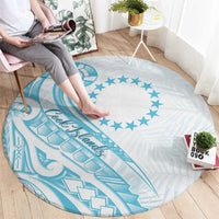 Kia Orana Cook Islands Round Carpet Moana Plumeria Tropical Waves LT7 - Polynesian Pride