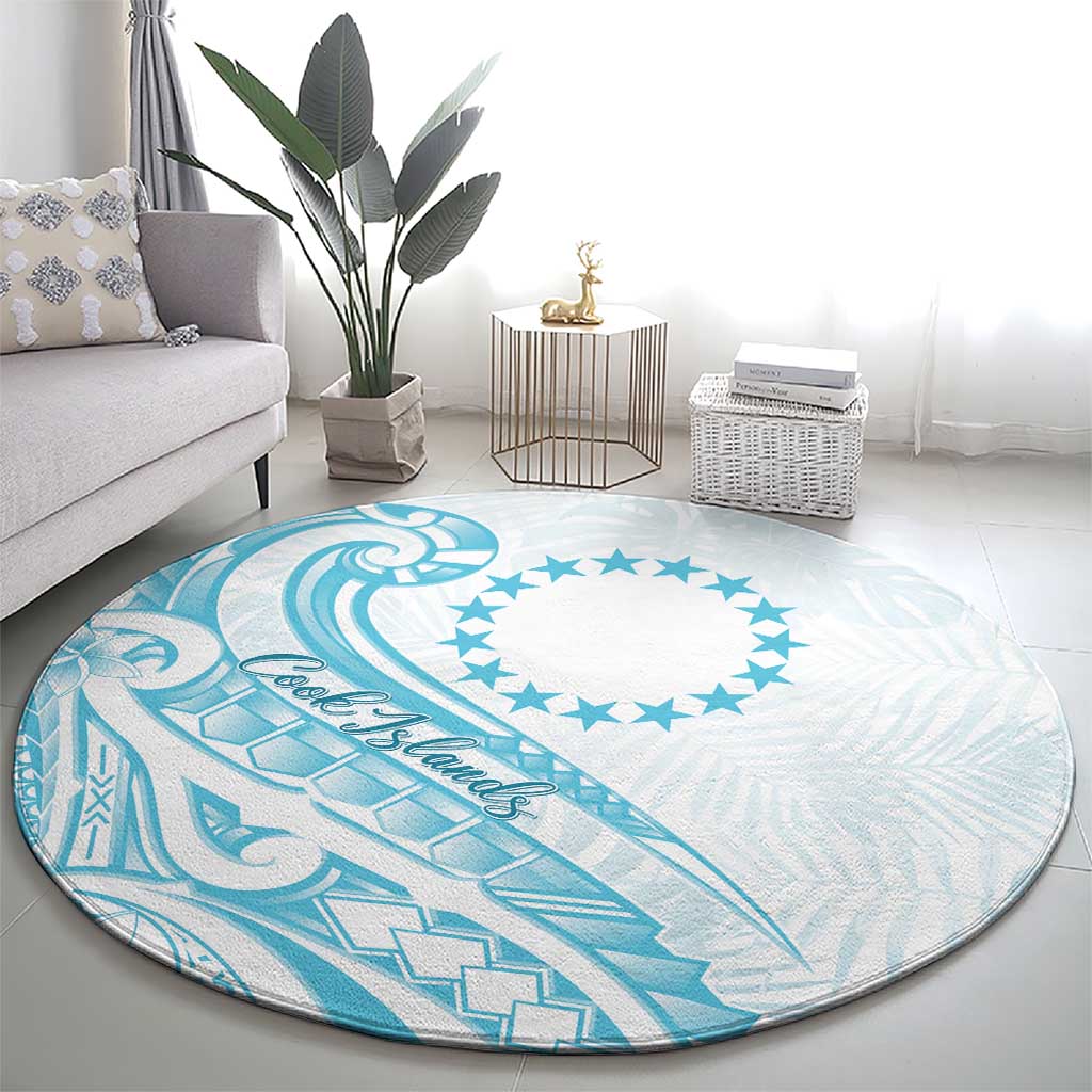 Kia Orana Cook Islands Round Carpet Moana Plumeria Tropical Waves LT7 - Polynesian Pride