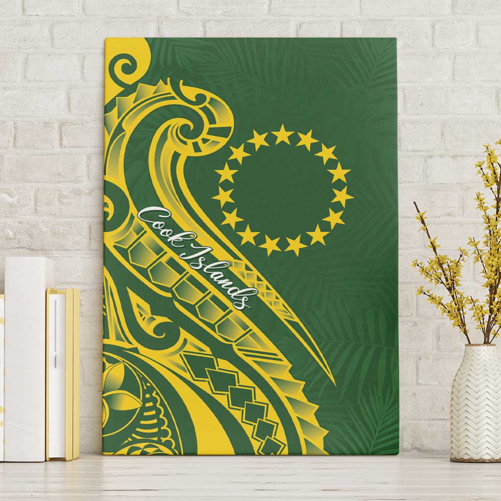 Kia Orana Cook Islands Canvas Wall Art Plumeria Tropical Waves LT7 Without Frame Yellow Green - Polynesian Pride