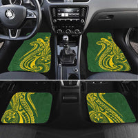 Kia Orana Cook Islands Car Mats Plumeria Tropical Waves LT7 Set 4pcs Yellow Green - Polynesian Pride
