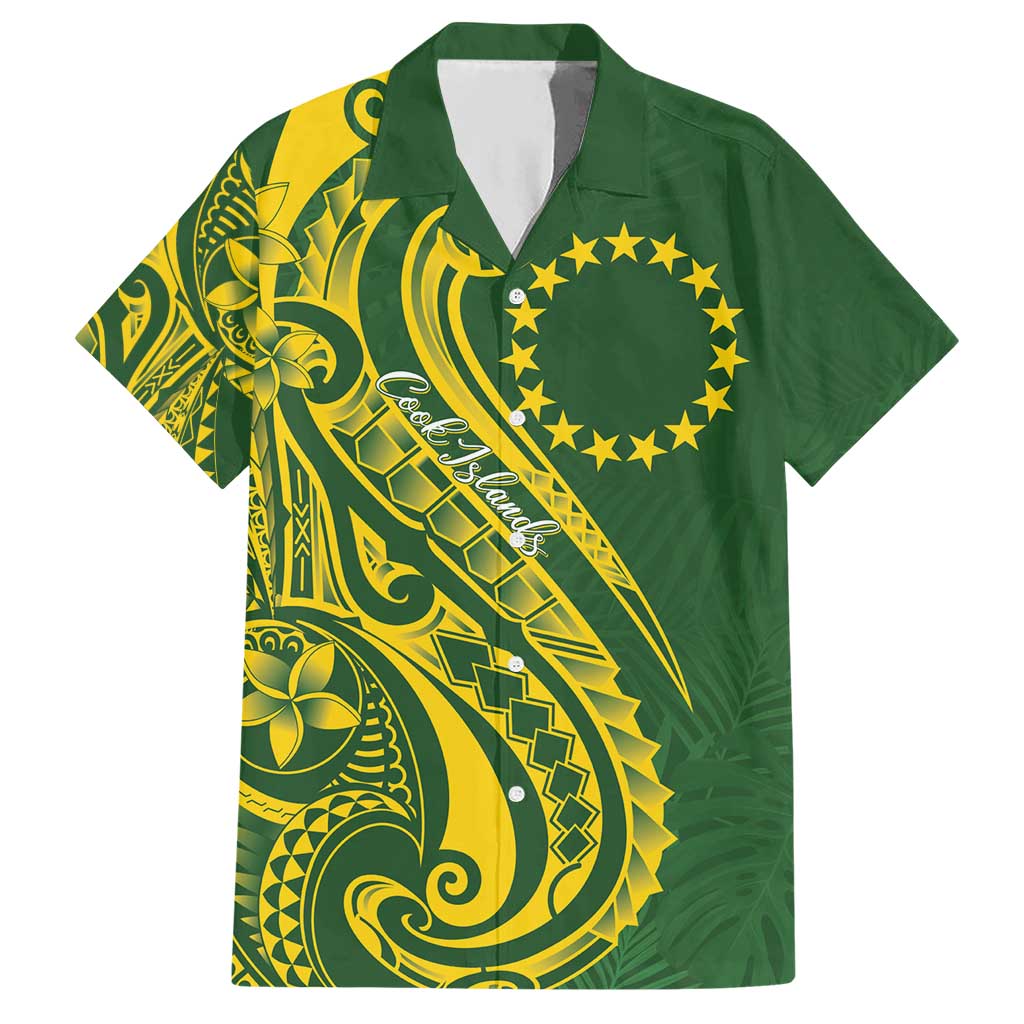 Kia Orana Cook Islands Hawaiian Shirt Plumeria Tropical Waves LT7 Yellow Green - Polynesian Pride