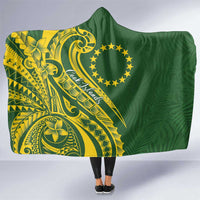 Kia Orana Cook Islands Hooded Blanket Plumeria Tropical Waves LT7 One Size Yellow Green - Polynesian Pride