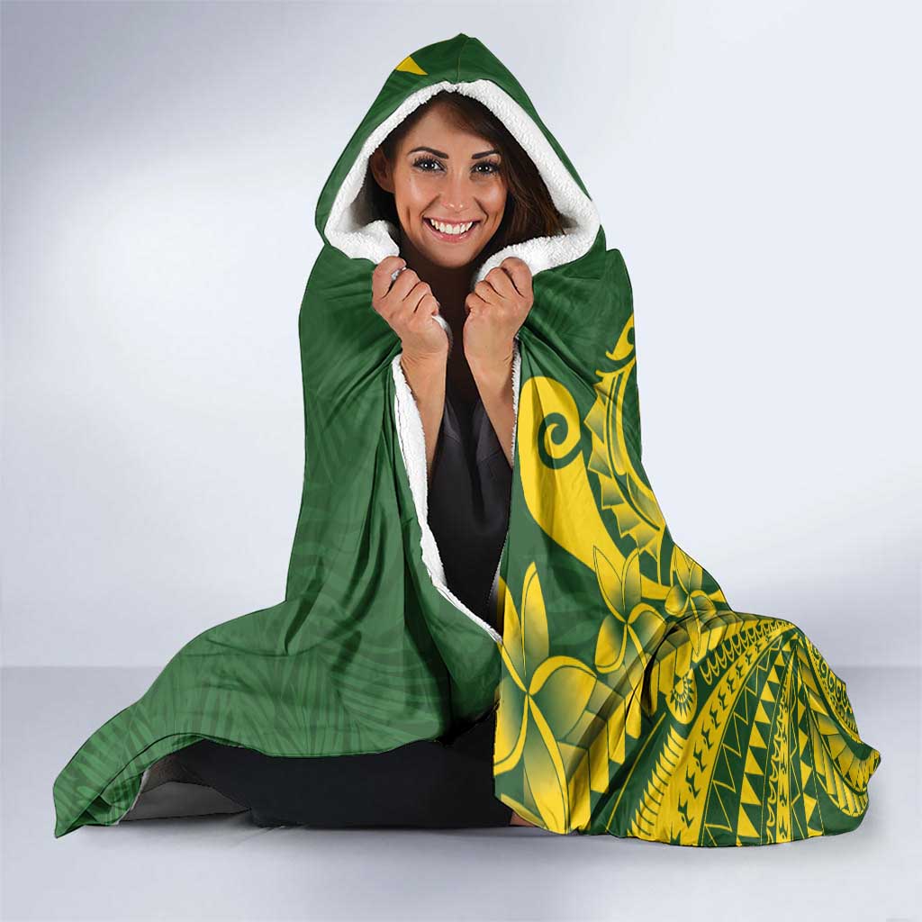 Kia Orana Cook Islands Hooded Blanket Plumeria Tropical Waves LT7 - Polynesian Pride
