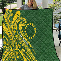 Kia Orana Cook Islands Quilt Plumeria Tropical Waves LT7 Yellow Green - Polynesian Pride