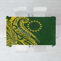 Kia Orana Cook Islands Tablecloth Plumeria Tropical Waves LT7 Yellow Green - Polynesian Pride