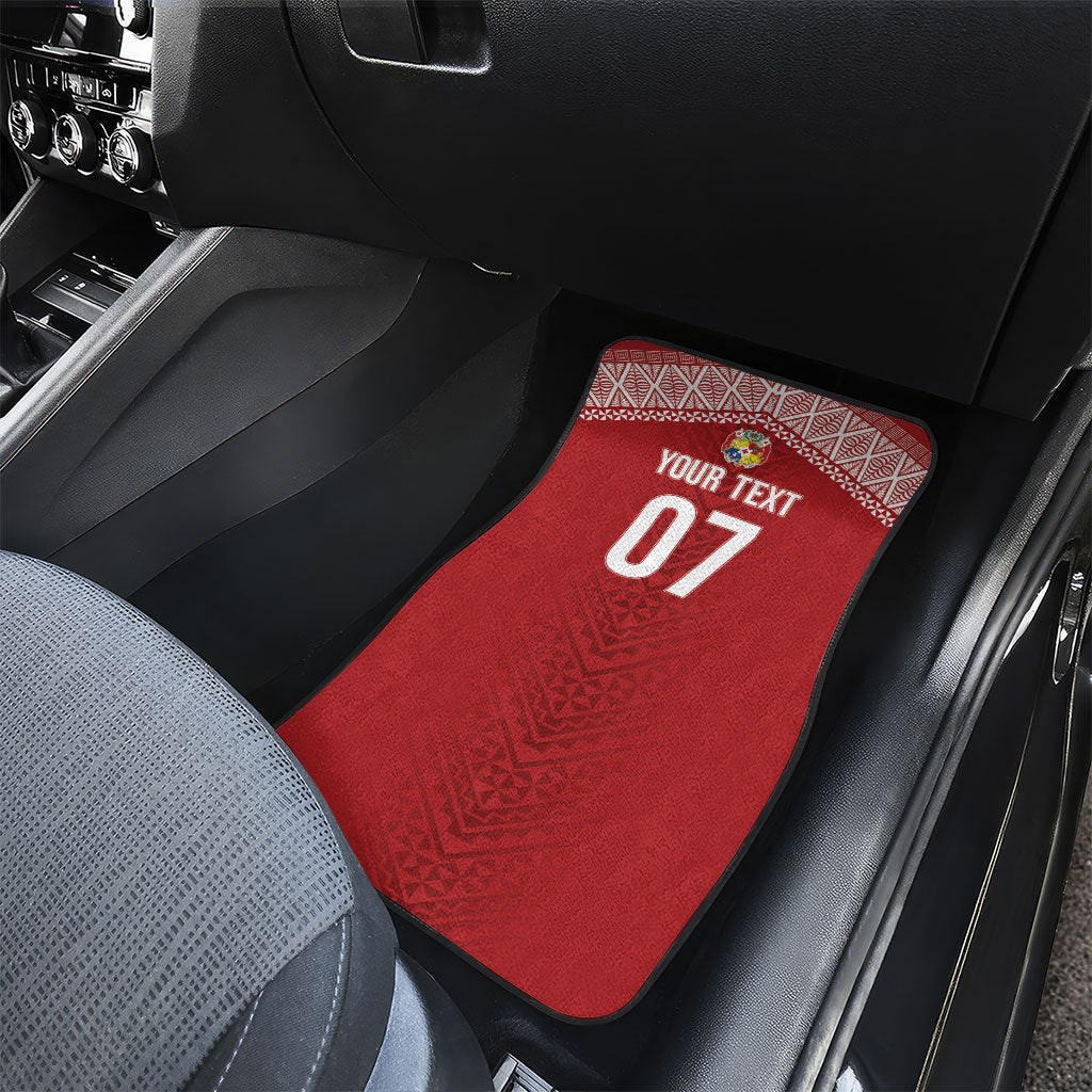 Mate Ma'a Tonga Rugby Custom Kupesi Motifs Car Mats Red Waves LT7 - Polynesian Pride