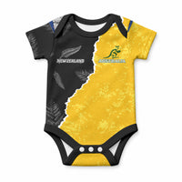 Australia New Zealand Mix Rugby Baby Onesie Wallabies Versus Silver Fern Sporty Basic LT7 Art - Polynesian Pride