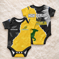 Australia New Zealand Mix Rugby Baby Onesie Wallabies Versus Silver Fern Sporty Basic LT7 - Polynesian Pride