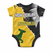 Australia New Zealand Mix Rugby Baby Onesie Wallabies Versus Silver Fern Sporty Basic LT7 - Polynesian Pride
