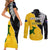 Australia Rugby Mix New Zealands Rugby Couples Matching Short Sleeve Bodycon Dress and Long Sleeve Button Shirts Wallabies Versus Silver Fern Sporty Basic LT7 - Polynesian Pride