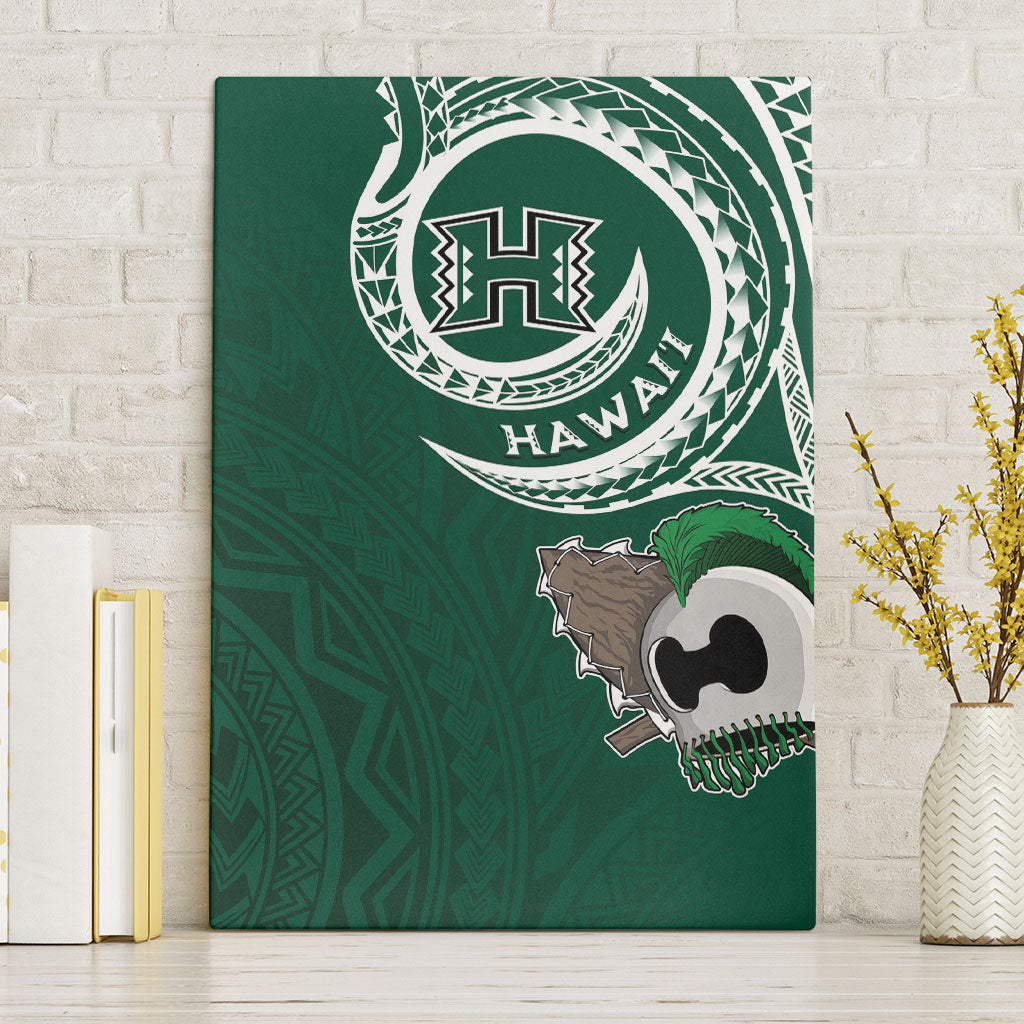 Hawaii Rainbow Warriors Alumni Canvas Wall Art Ti Maile Lei - Glory For The Warriors LT7 Without Frame Dark Green - Polynesian Pride