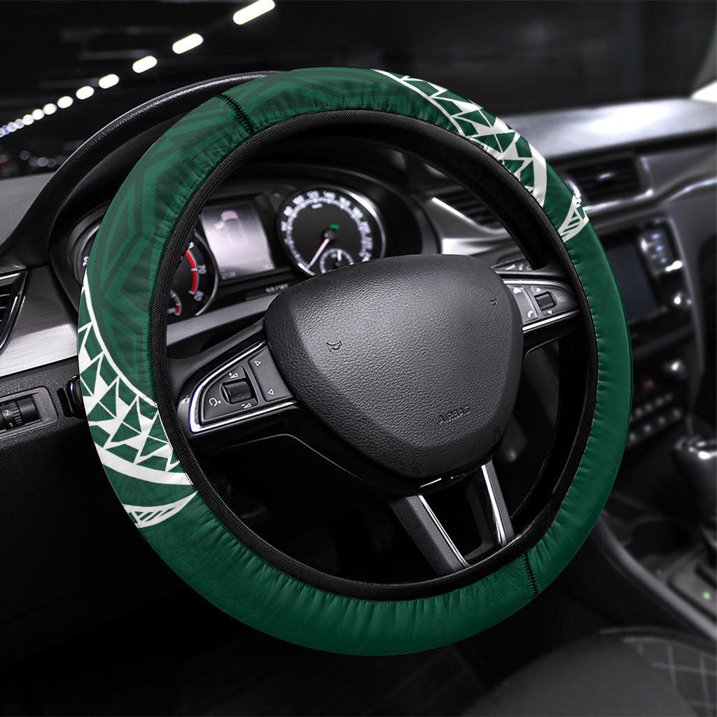 Hawaii Rainbow Warriors Alumni Steering Wheel Cover Ti Maile Lei - Glory For The Warriors LT7 Universal Fit Dark Green - Polynesian Pride