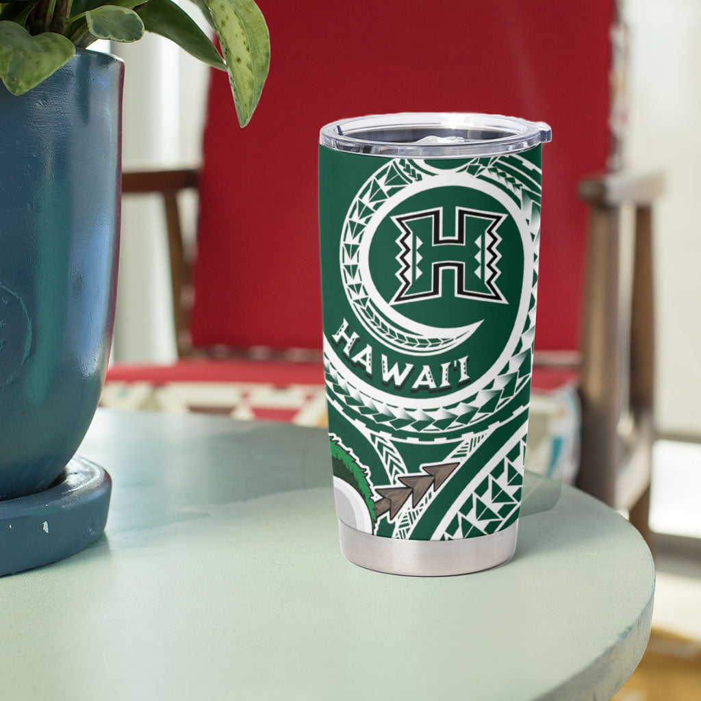 Hawaii Rainbow Warriors Alumni Personalized Tumbler Cup Ti Maile Lei - Glory For The Warriors LT7 - Polynesian Pride