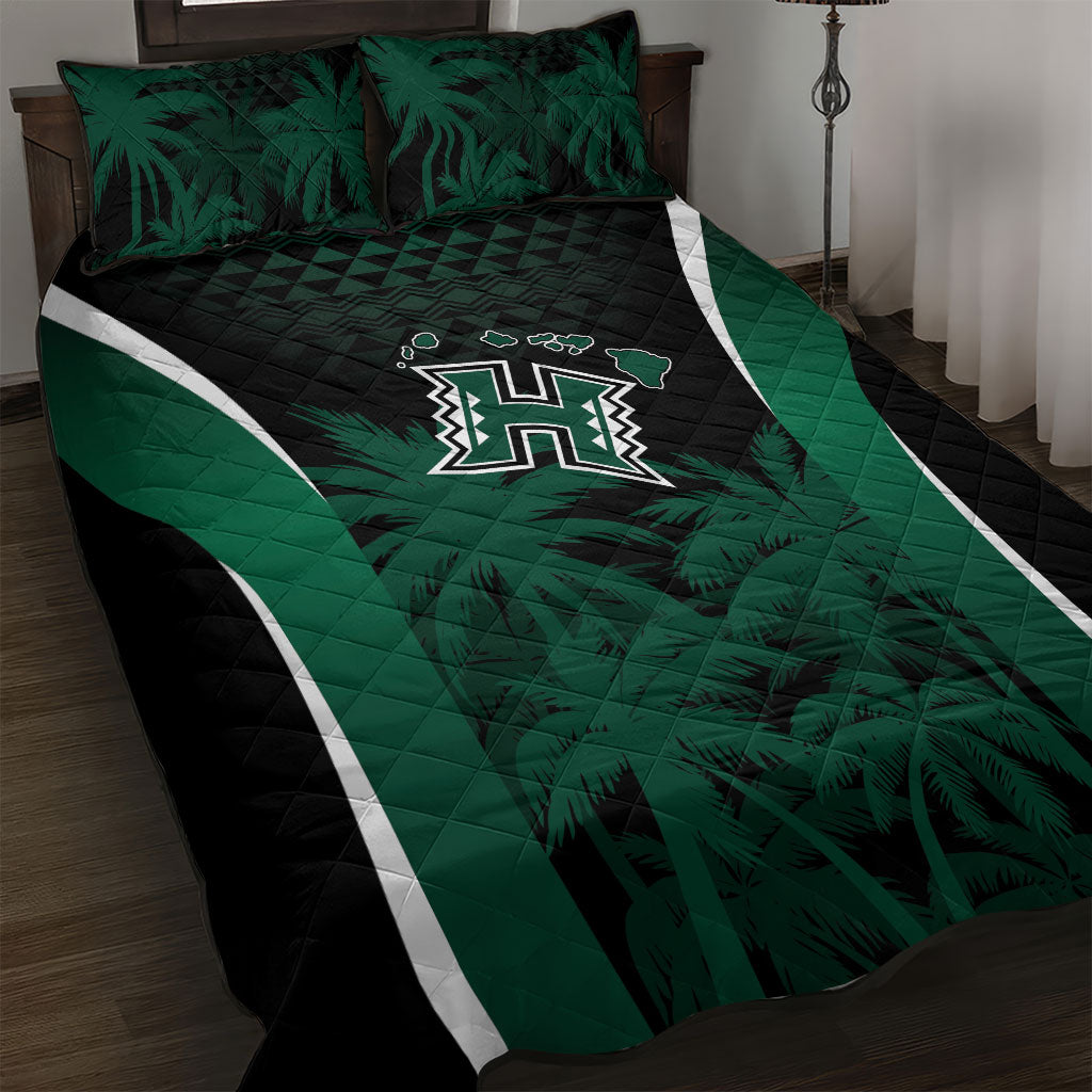 Hawaii Rainbow Warriors La'au Pama Quilt Bed Set LT7 Black - Polynesian Pride