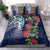 Meri Kirihimete New Zealand Bedding Set Tui on Pohutukawa - Blue Ver