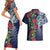 Meri Kirihimete New Zealand Couples Matching Short Sleeve Bodycon Dress and Hawaiian Shirt Tui on Pohutukawa - Blue Ver