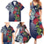 Meri Kirihimete New Zealand Family Matching Summer Maxi Dress and Hawaiian Shirt Tui on Pohutukawa - Blue Ver