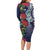 Meri Kirihimete New Zealand Long Sleeve Bodycon Dress Tui on Pohutukawa - Blue Ver