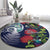 Meri Kirihimete New Zealand Round Carpet Tui on Pohutukawa - Blue Ver