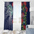 Meri Kirihimete New Zealand Window Curtain Tui on Pohutukawa - Blue Ver