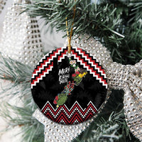 New Zealand Christmas Taniko Poutama Ceramic Ornament Flora Map with Birds LT7 - Polynesian Pride