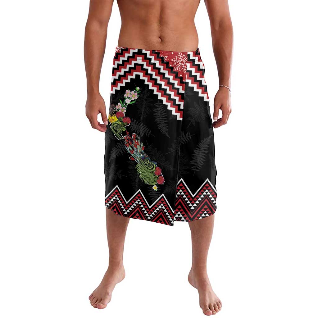 New Zealand Christmas Taniko Poutama Lavalava Flora Map with Birds LT7 Red - Polynesian Pride