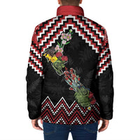 New Zealand Christmas Taniko Poutama Padded Jacket Flora Map with Birds LT7 - Polynesian Pride