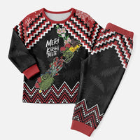 New Zealand Christmas Taniko Poutama Christmas Pajama Set Flora Map with Birds LT7 - Polynesian Pride