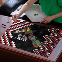 New Zealand Christmas Taniko Poutama Puzzle Flora Map with Birds LT7 - Polynesian Pride