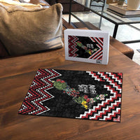 New Zealand Christmas Taniko Poutama Puzzle Flora Map with Birds LT7 - Polynesian Pride
