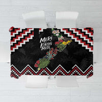 New Zealand Christmas Taniko Poutama Tablecloth Flora Map with Birds LT7 Red - Polynesian Pride