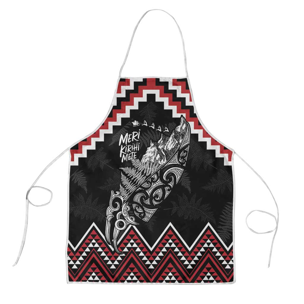 New Zealand Christmas Taniko Poutama Apron Mountainscape Maori Fern LT7 Black - Polynesian Pride