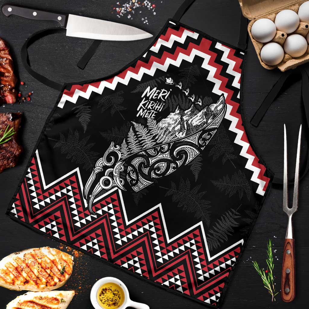 New Zealand Christmas Taniko Poutama Apron Mountainscape Maori Fern LT7 Black - Polynesian Pride