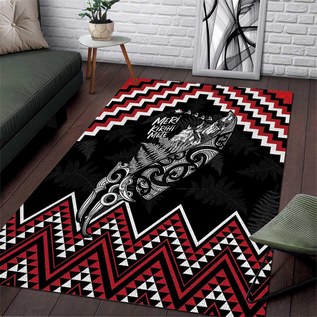 New Zealand Christmas Taniko Poutama Area Rug Mountainscape Maori Fern LT7 Black - Polynesian Pride