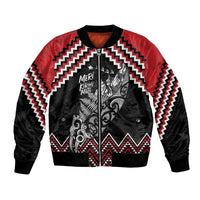 New Zealand Christmas Taniko Poutama Bomber Jacket Mountainscape Maori Fern LT7 Unisex Black - Polynesian Pride