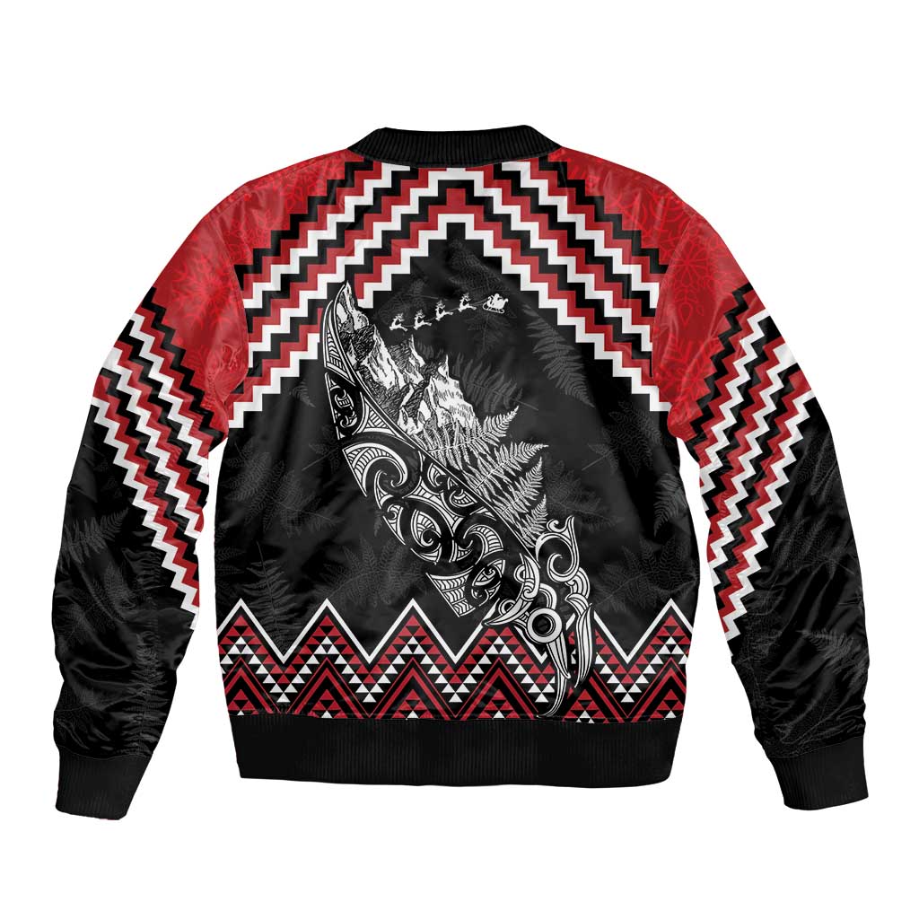 New Zealand Christmas Taniko Poutama Bomber Jacket Mountainscape Maori Fern LT7 - Polynesian Pride