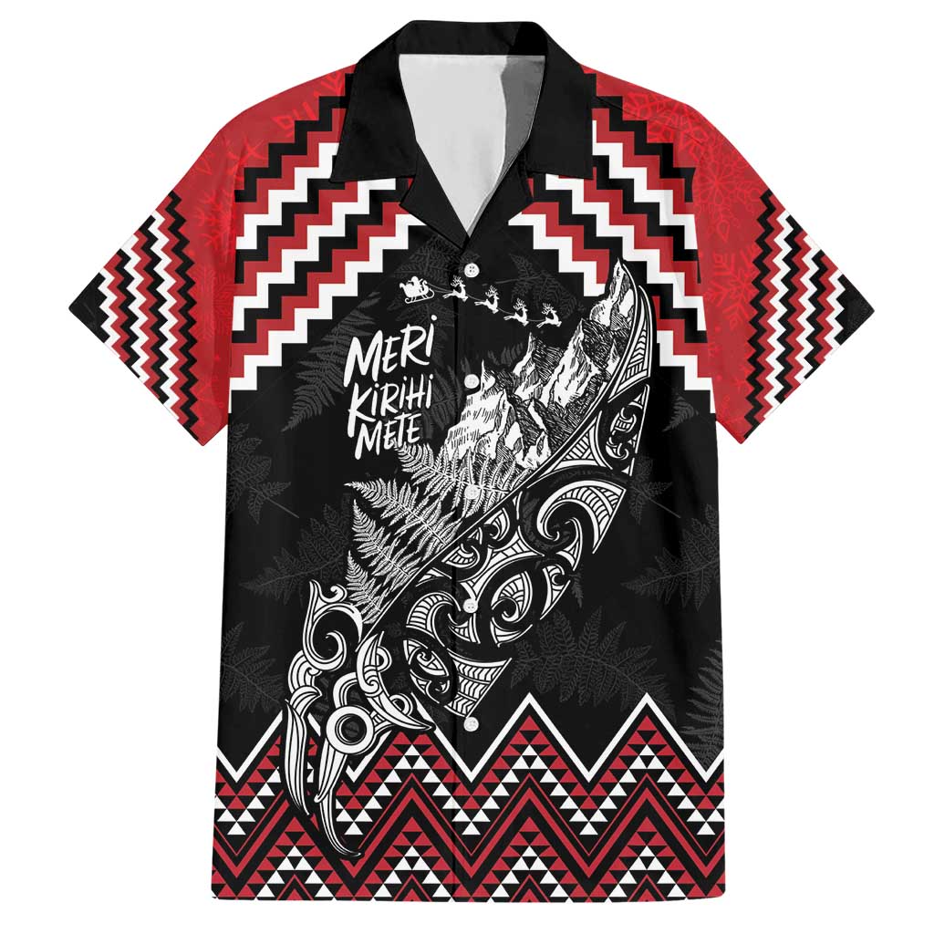 New Zealand Christmas Taniko Poutama Hawaiian Shirt Mountainscape Maori Fern LT7 Black - Polynesian Pride