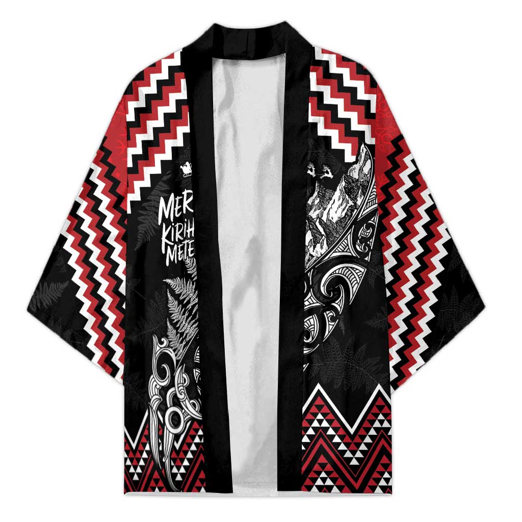 New Zealand Christmas Taniko Poutama Kimono Mountainscape Maori Fern LT7 Unisex Black - Polynesian Pride