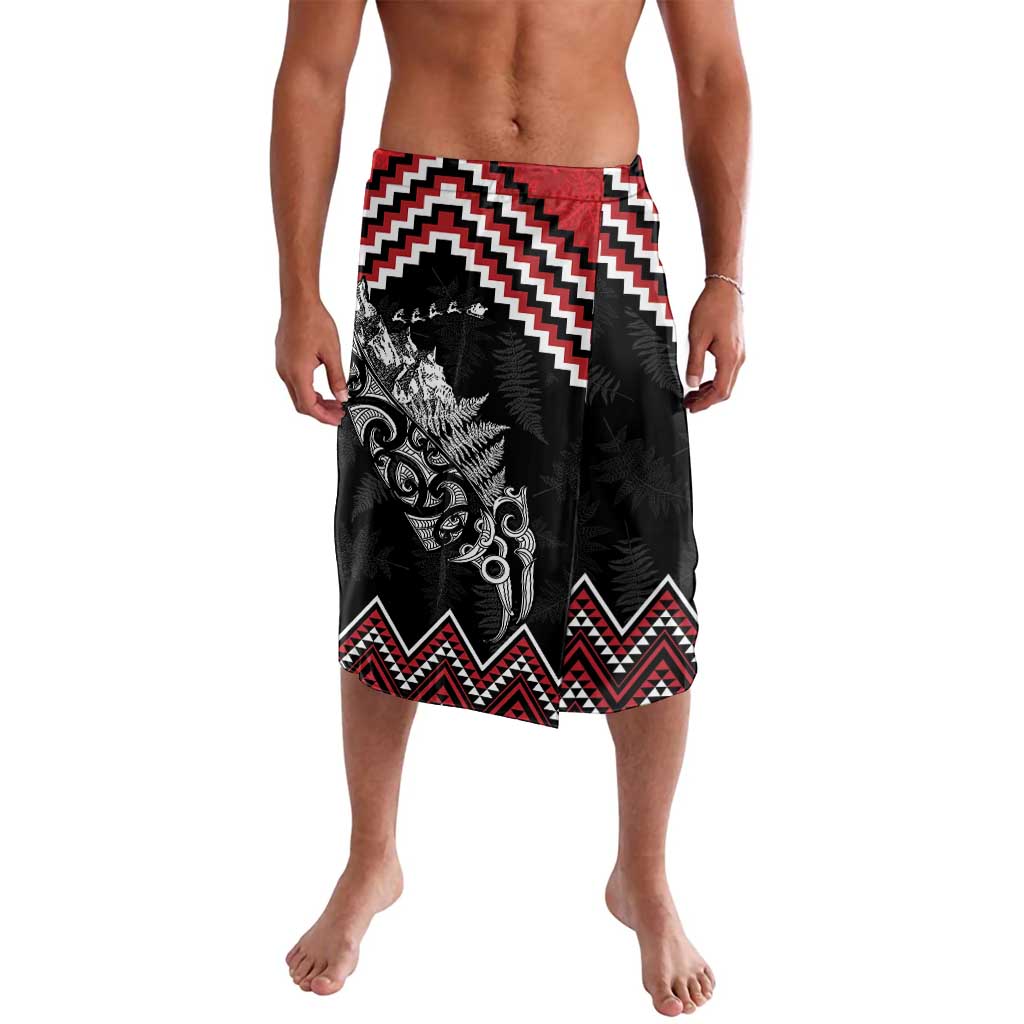 New Zealand Christmas Taniko Poutama Lavalava Mountainscape Maori Fern LT7 Black - Polynesian Pride