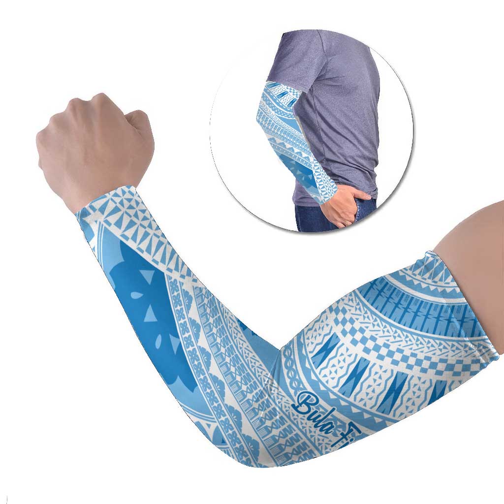 Bula Fiji Classic Masi Tapa Arm Sleeves Turquoise LT7 Set of 2 Turquoise - Polynesian Pride
