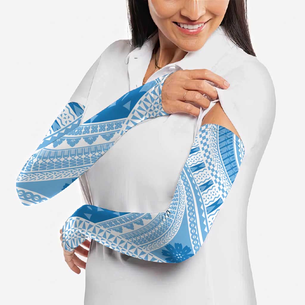 Bula Fiji Classic Masi Tapa Arm Sleeves Turquoise LT7 - Polynesian Pride