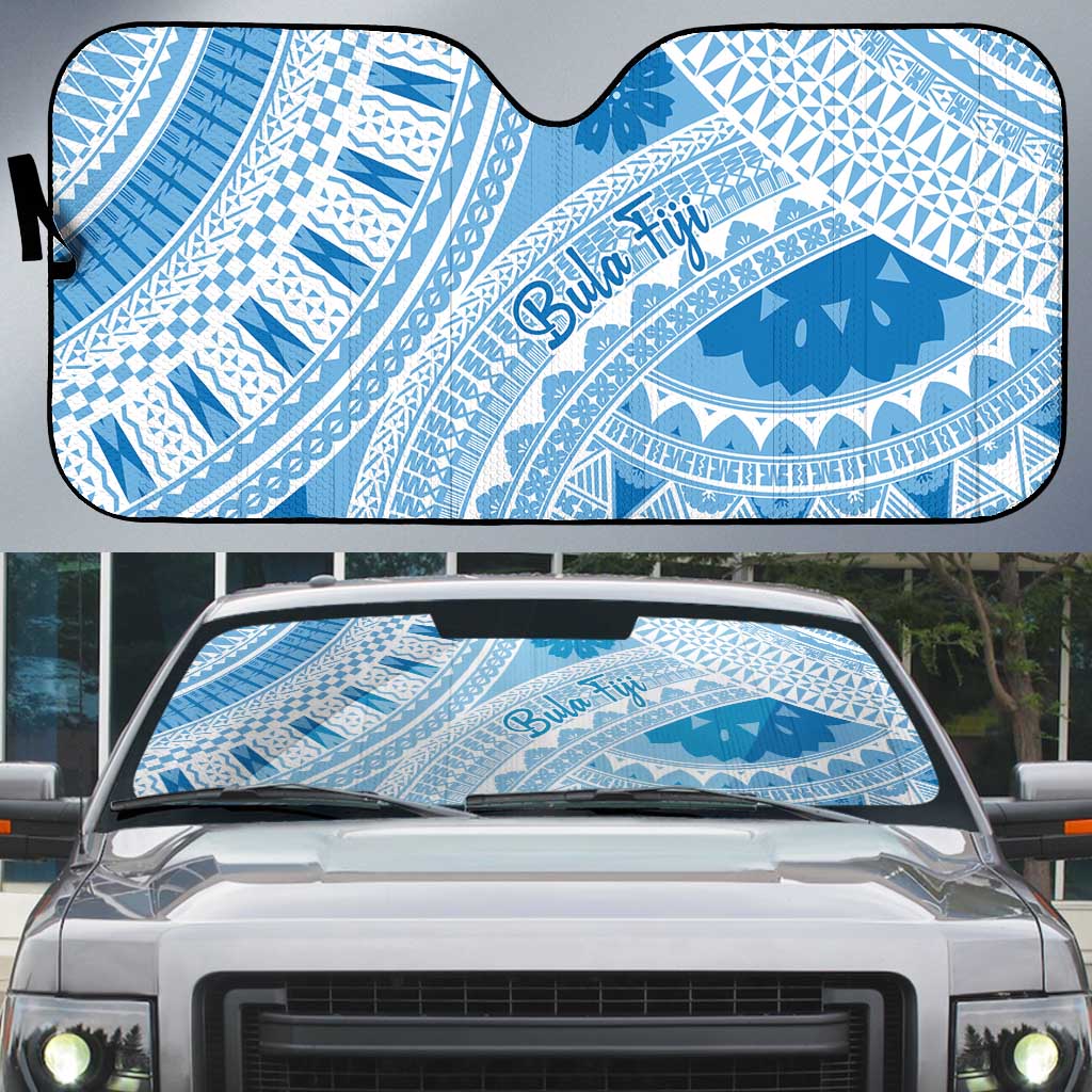 Bula Fiji Classic Masi Tapa Auto Sun Shade Turquoise LT7 Turquoise - Polynesian Pride