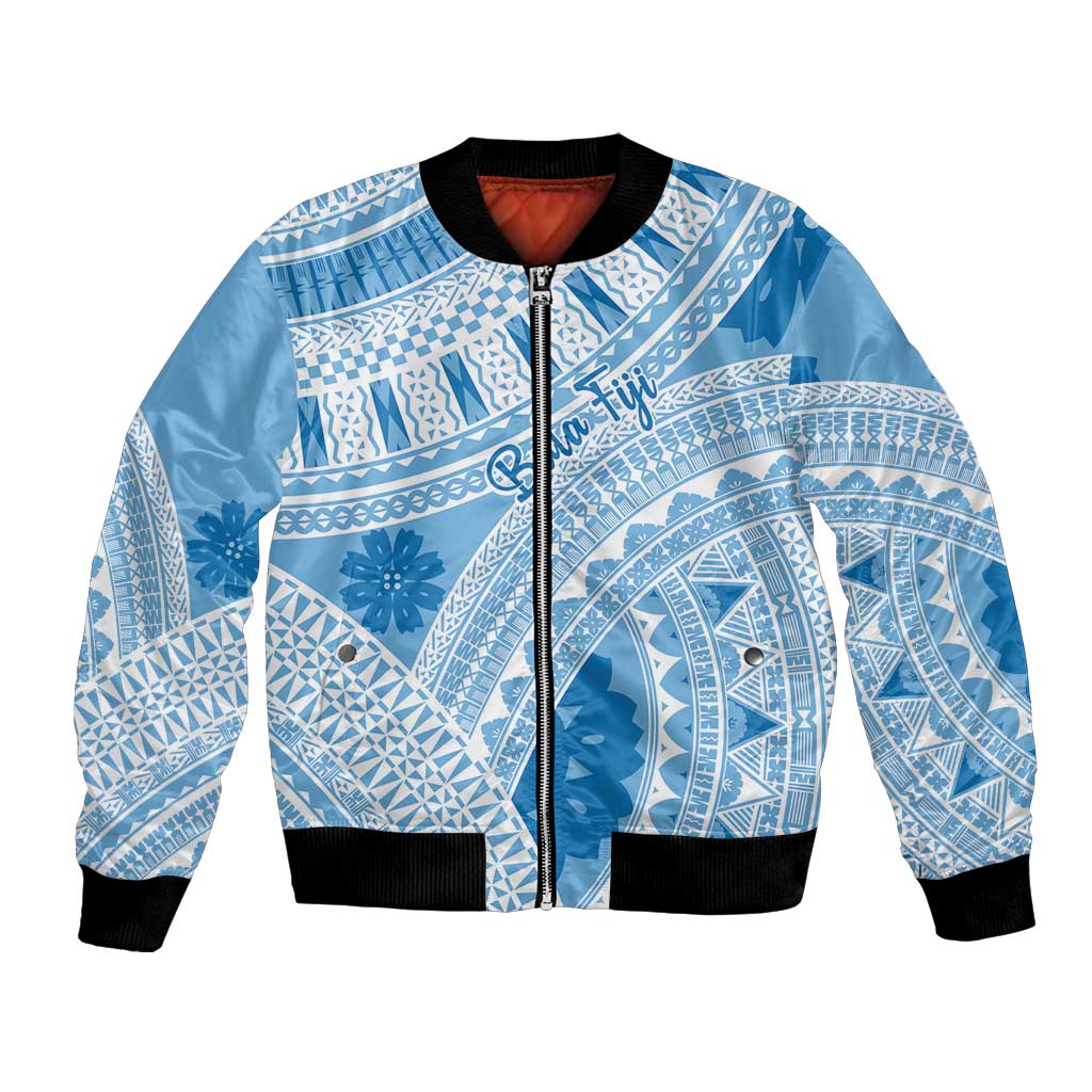 Bula Fiji Classic Masi Tapa Bomber Jacket Turquoise LT7 Unisex Turquoise - Polynesian Pride
