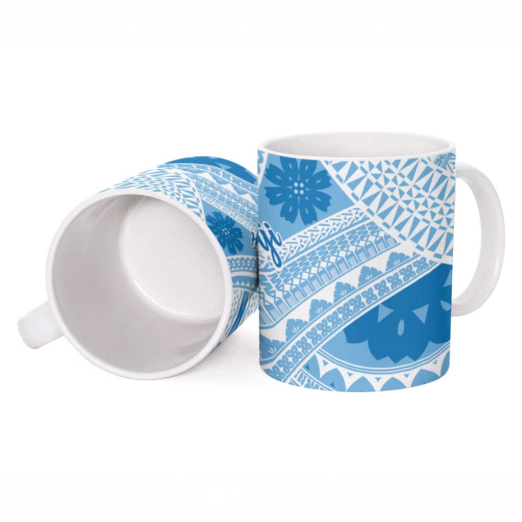 Bula Fiji Classic Masi Tapa Ceramic Mug Turquoise LT7 - Polynesian Pride